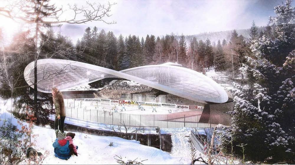 Die Computersimulation zeigt die geplante Arena in Schierke.