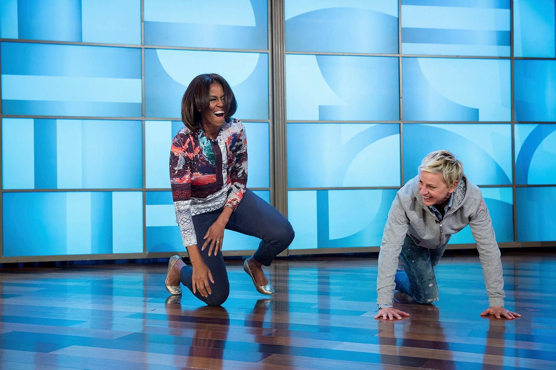 Michelle Obama und Ellen DeGeneres in Bewegung