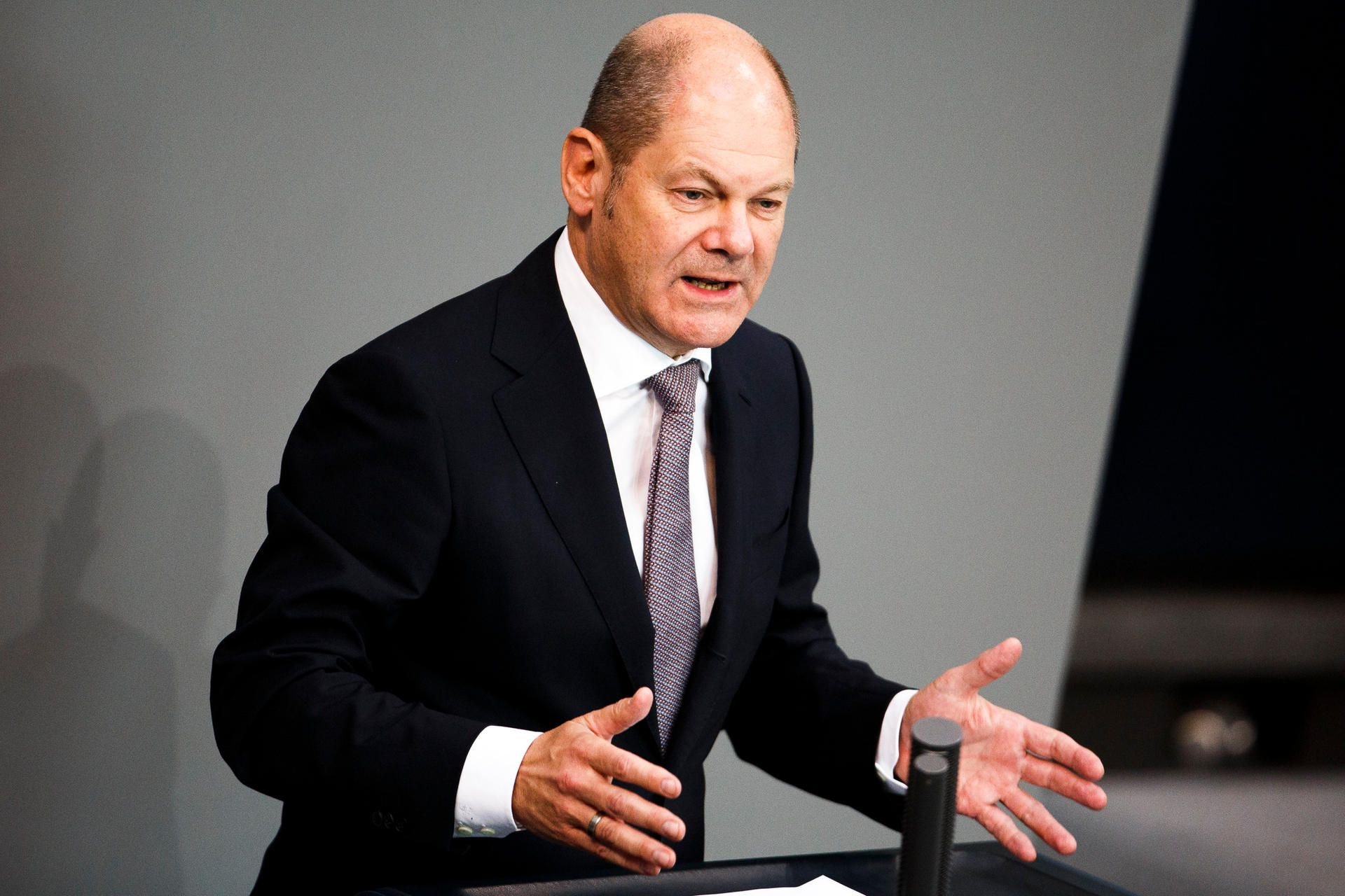 Olaf Scholz (SPD), Bundesfinanzminister, spricht bei der Plenarsitzung im Deutschen Bundestag.