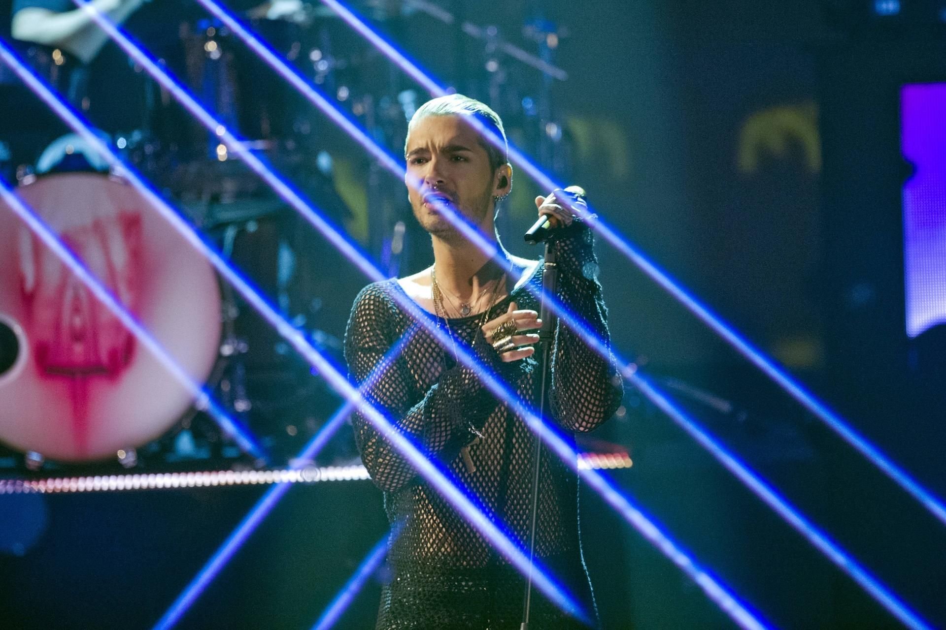 Sänger Bill Kaulitz während eines Auftritts von Tokio Hotel.