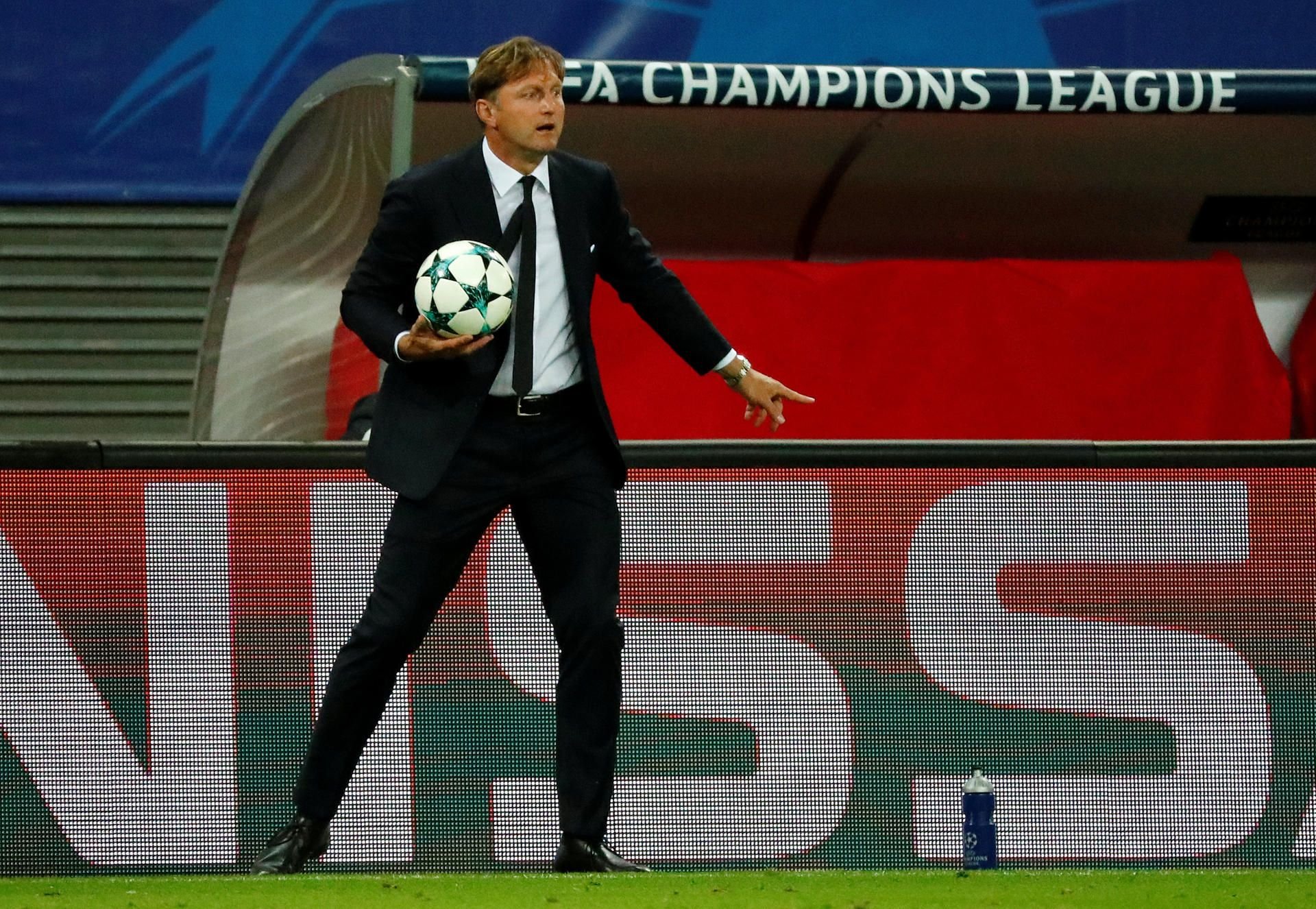 RBL-Trainer Ralph Hasenhüttl während des Champion-League-Spiels gegen den AS Monaco.
