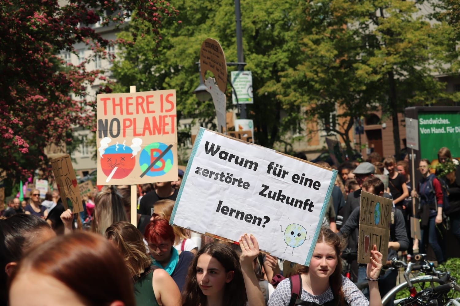 Zahlreiche junge Menschen gehen in Halle bei „Fridays for Future“ für den Klimaschutz auf der Straße demonstrieren.