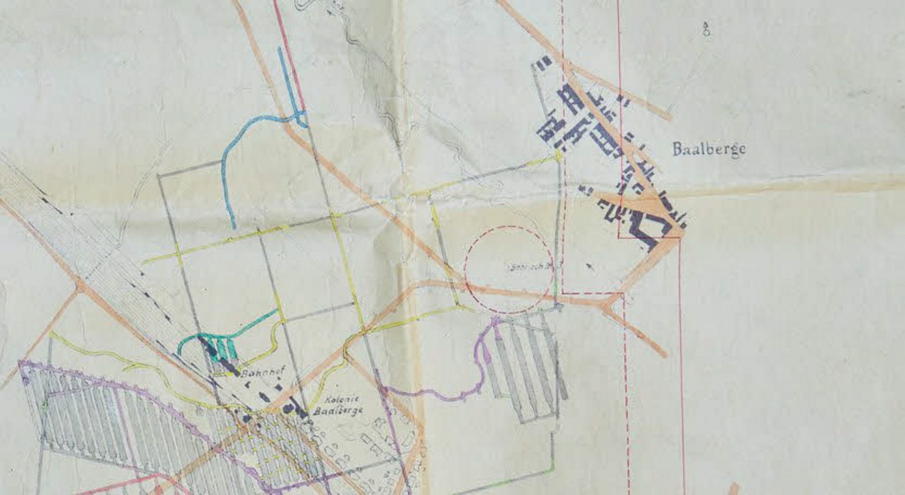 Ein Blick auf die einstigen Abbaugebiete unterhalb Baalberges, sie sind grau schraffiert. Vor allem an der Kolonie war das Beben zu spüren.