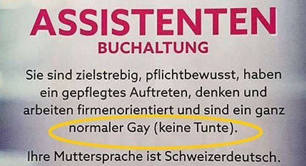 Homosexuelle Bewerber – ja. „Tunten“ – nein: Wer an Stellenbewerber solche Bedingungen knüpft, setzt sich dem Vorwurf der Diskriminierung aus.
