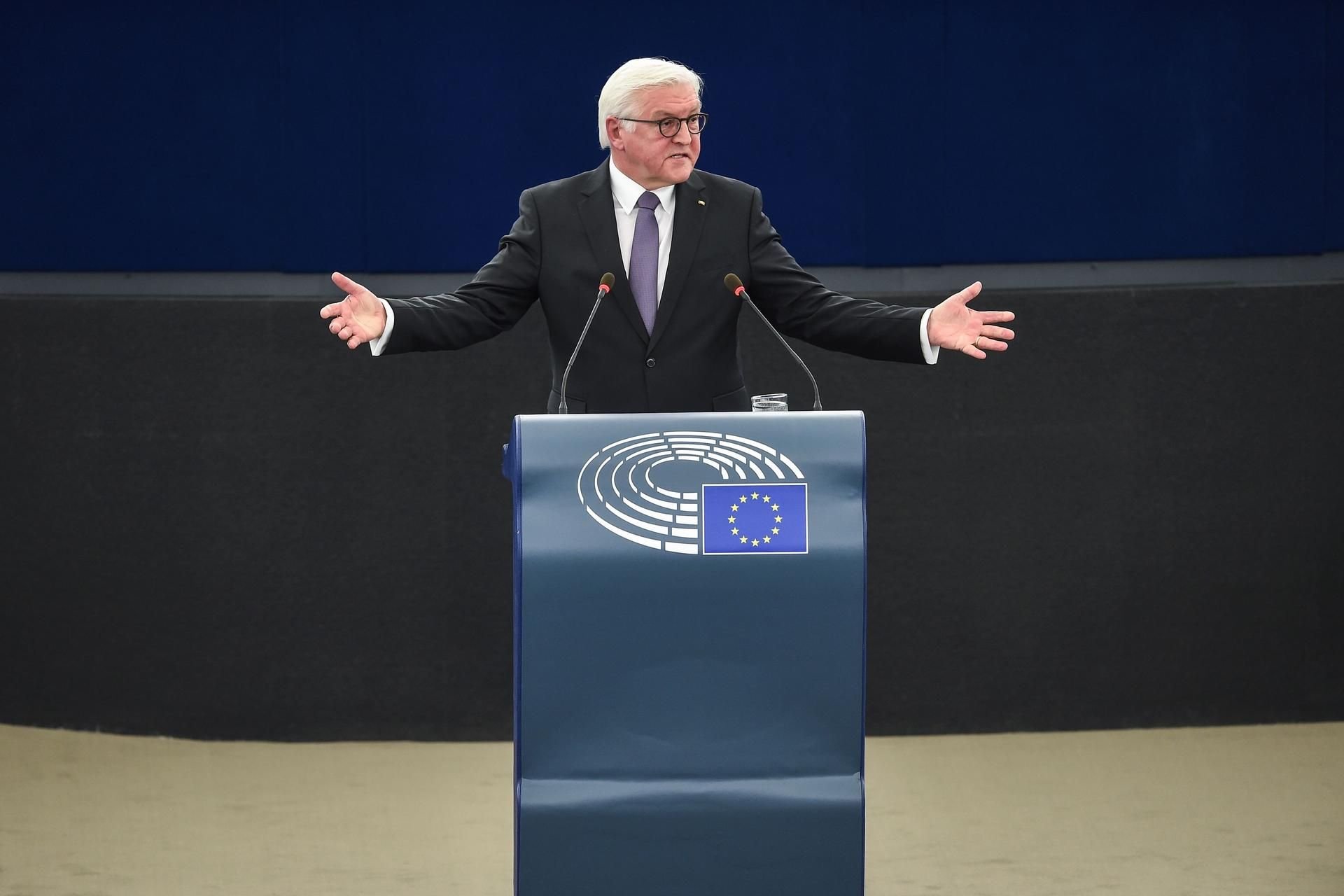 Bundespräsident Frank-Walter Steinmeier bei seiner ersten Rede in Straßburg.