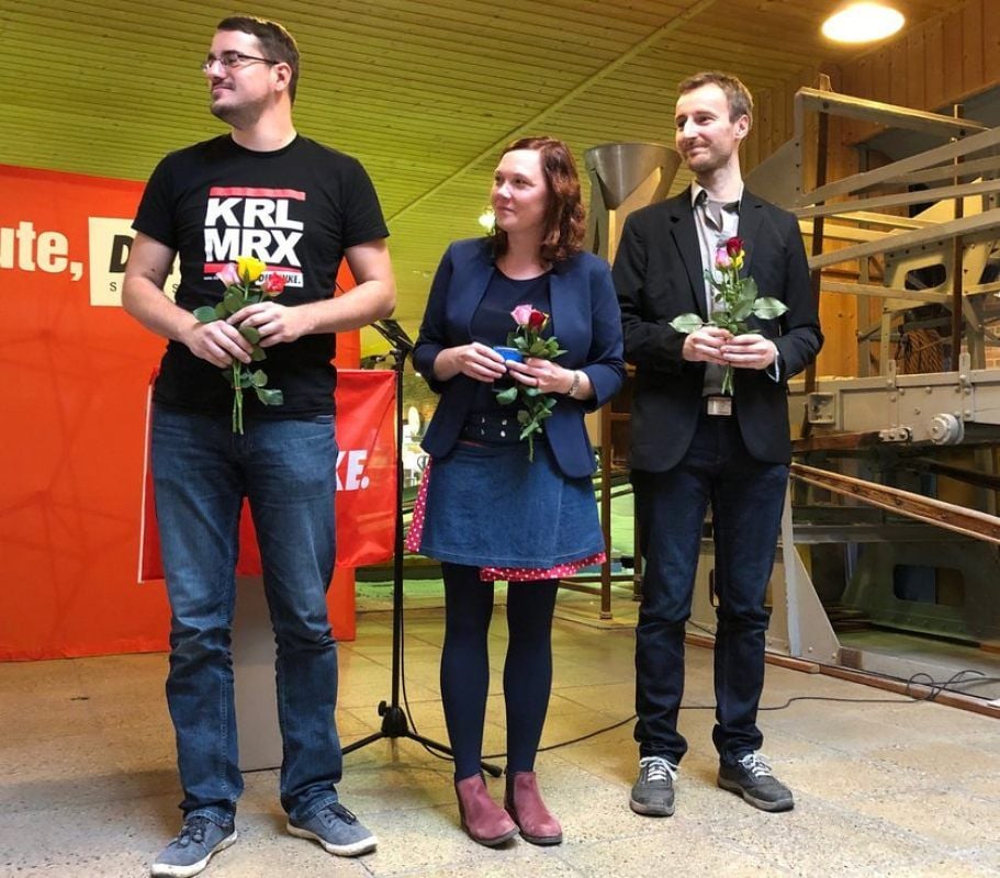 Jana Krimmling-Schoeffler (Mitte) und Jan Rötzschke (re.) sind die beiden neuen Stadtvorsitzenden, Dirk Gernhardt (li.) bleibt Stellvertreter.