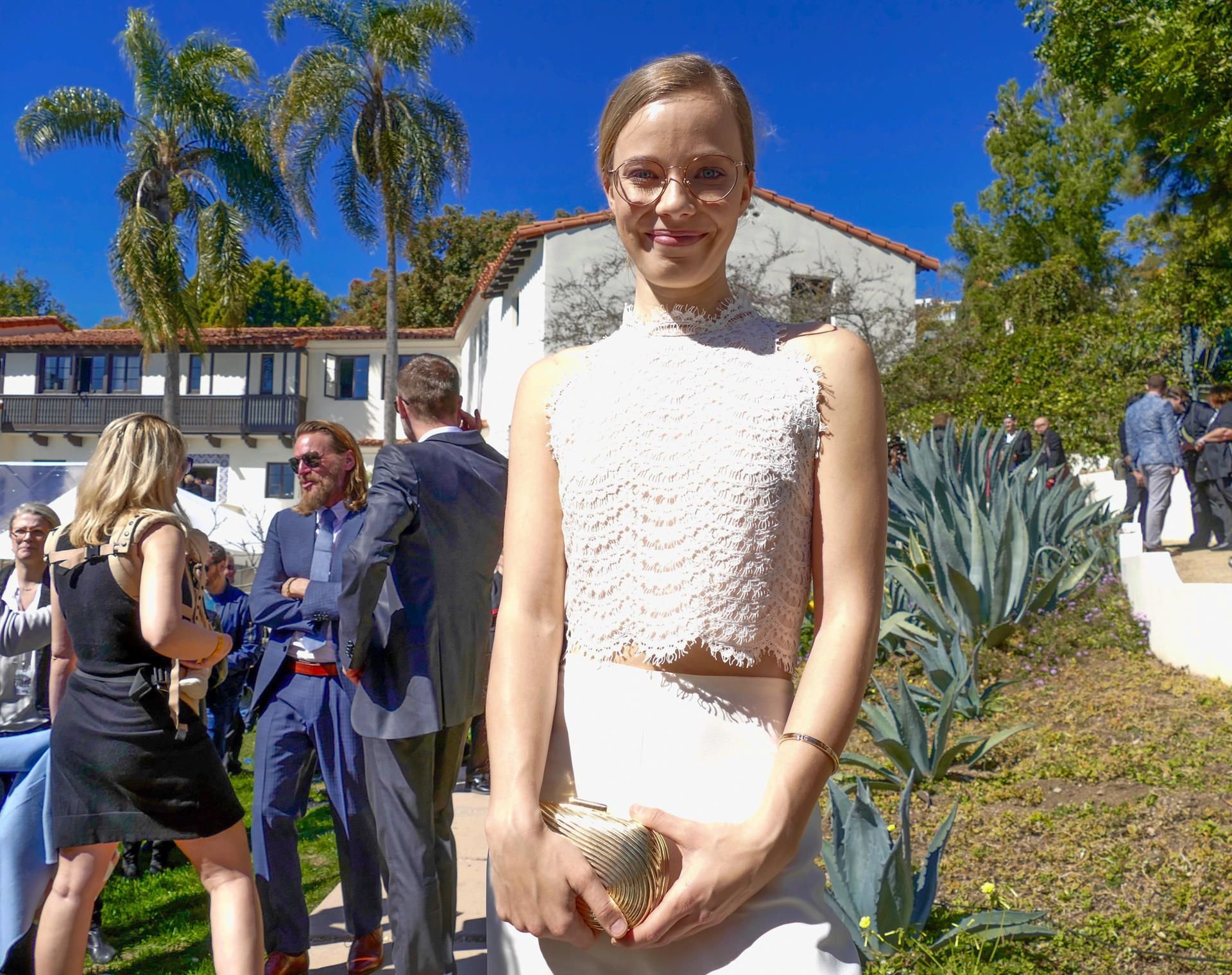 Schauspielerin Saskia Rosendahl nimmt am traditionellen Empfang für die deutschen Oscar-Anwärter in der Villa Aurora teil.