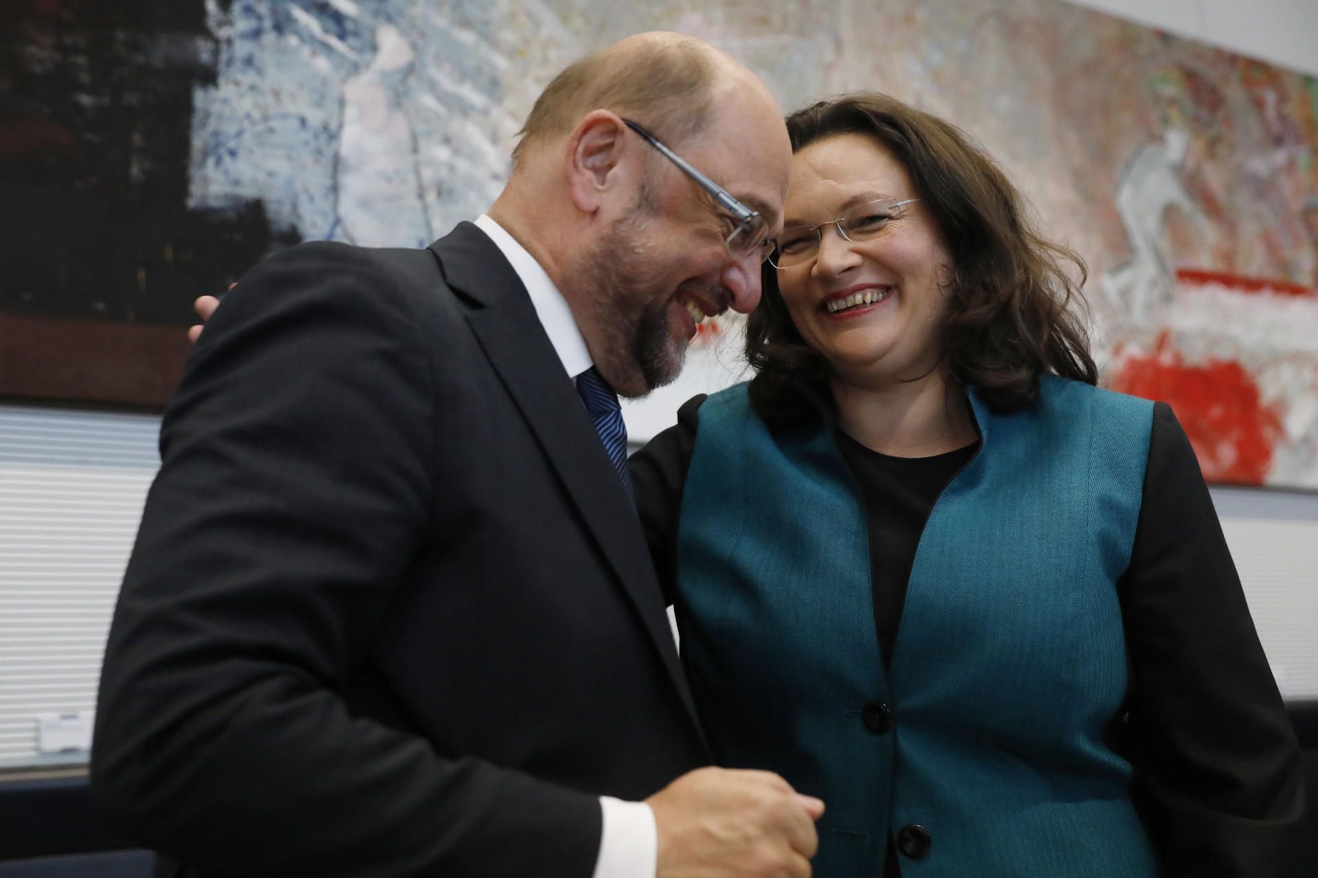 Martin Schulz gratuliert Andrea Nahles