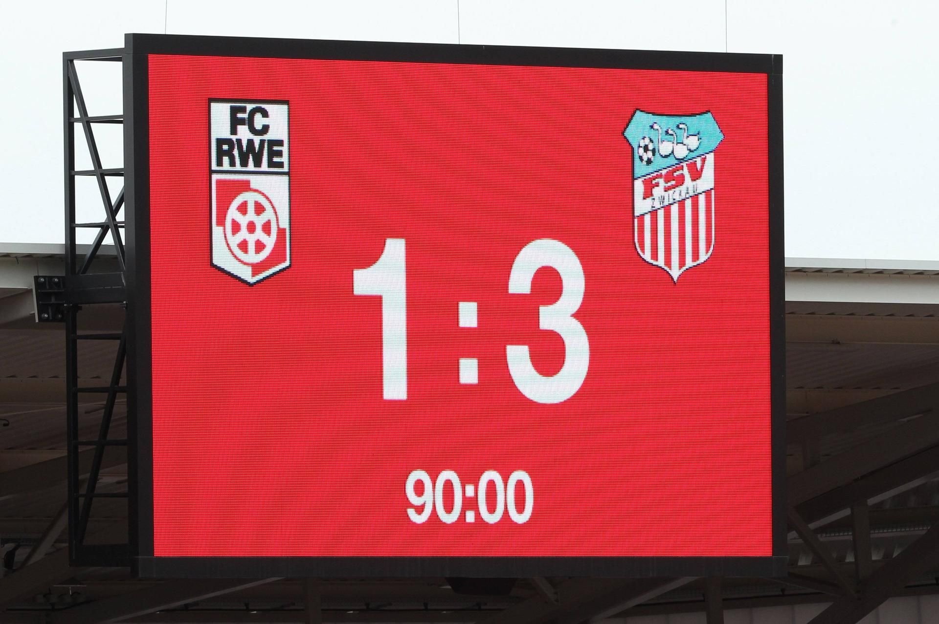 Die Erfurter Abstiegsnot in einem Bild. Das Duell mit Zwickau ging 1:3 verloren.