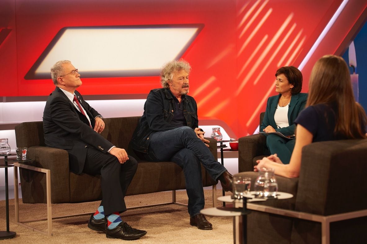 Wolfgang Niedecken (M.) und Michael Katsch bei Sandra Maischberger
