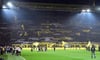 Die Dortmunder Südtribüne und ihre Spruchbänder gegen RB Leipzig vor dem Anpfiff.