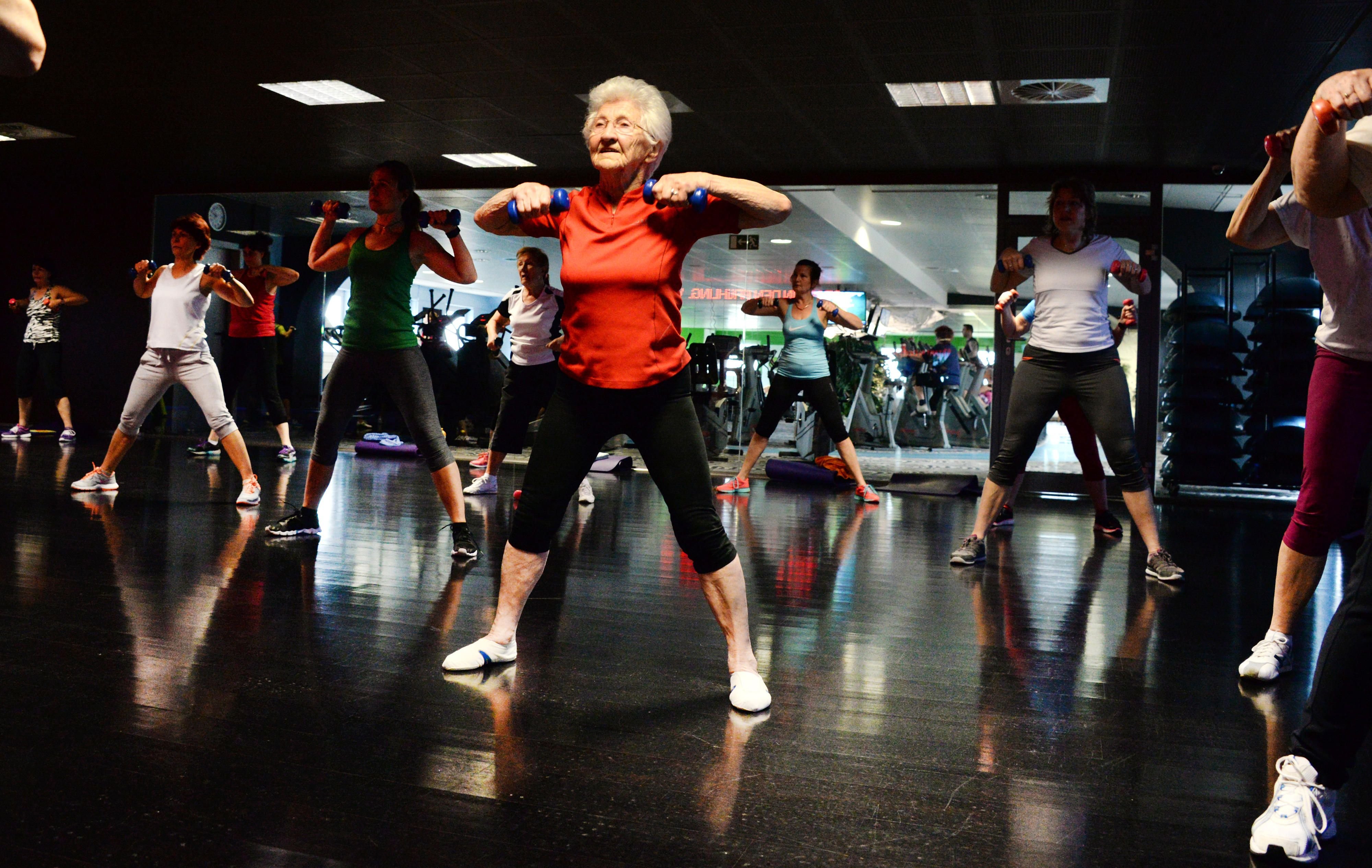 Johanna Quaas beim Training im Fitnessstudio in ihrer Heimatstadt Halle.