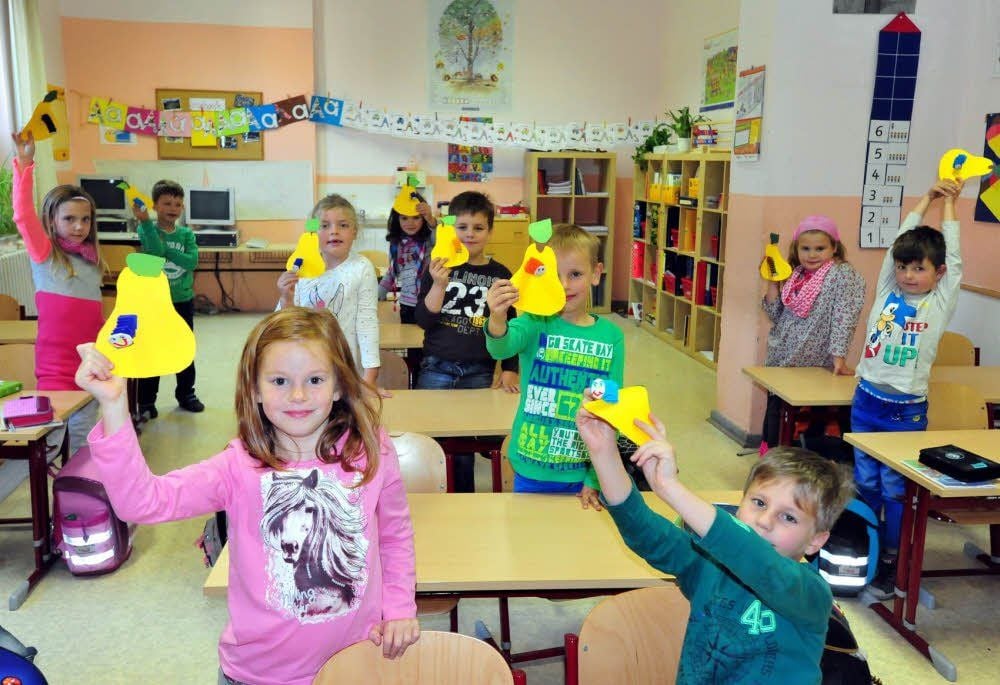 Erstklässler an der Grundschule in Prittitz