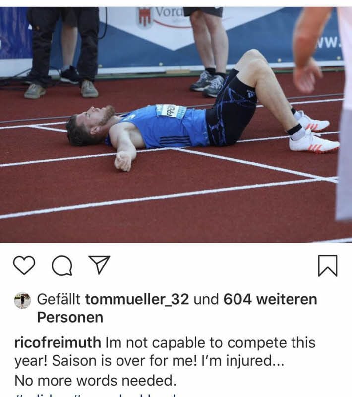 So kündigte Freimuth sein Saison-Aus bei Instagram an.