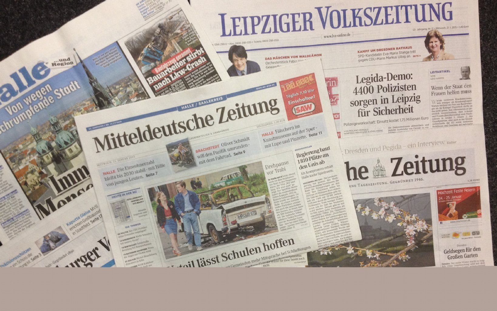 Regionale Tageszeitungen von Mittwoch, 21. Januar 2015