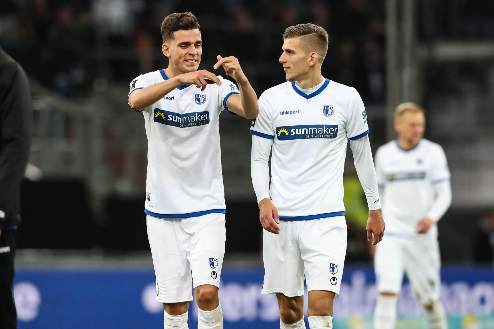 Die FCM-Verteidiger Tobias Müller (l.) und Brian Koglin. (Archivbild)