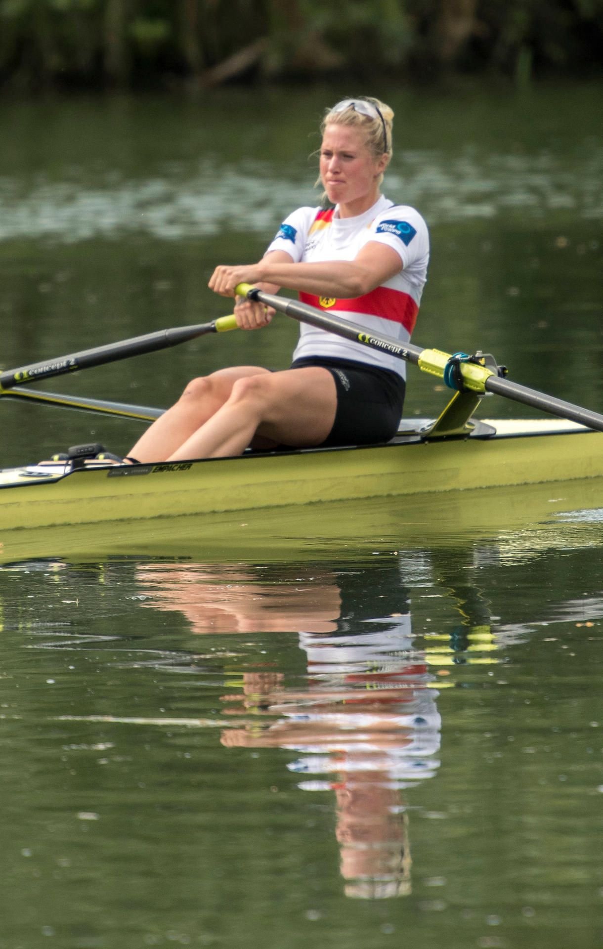 Olympiasiegerin Julia Lier, hier beim Training in Halle.