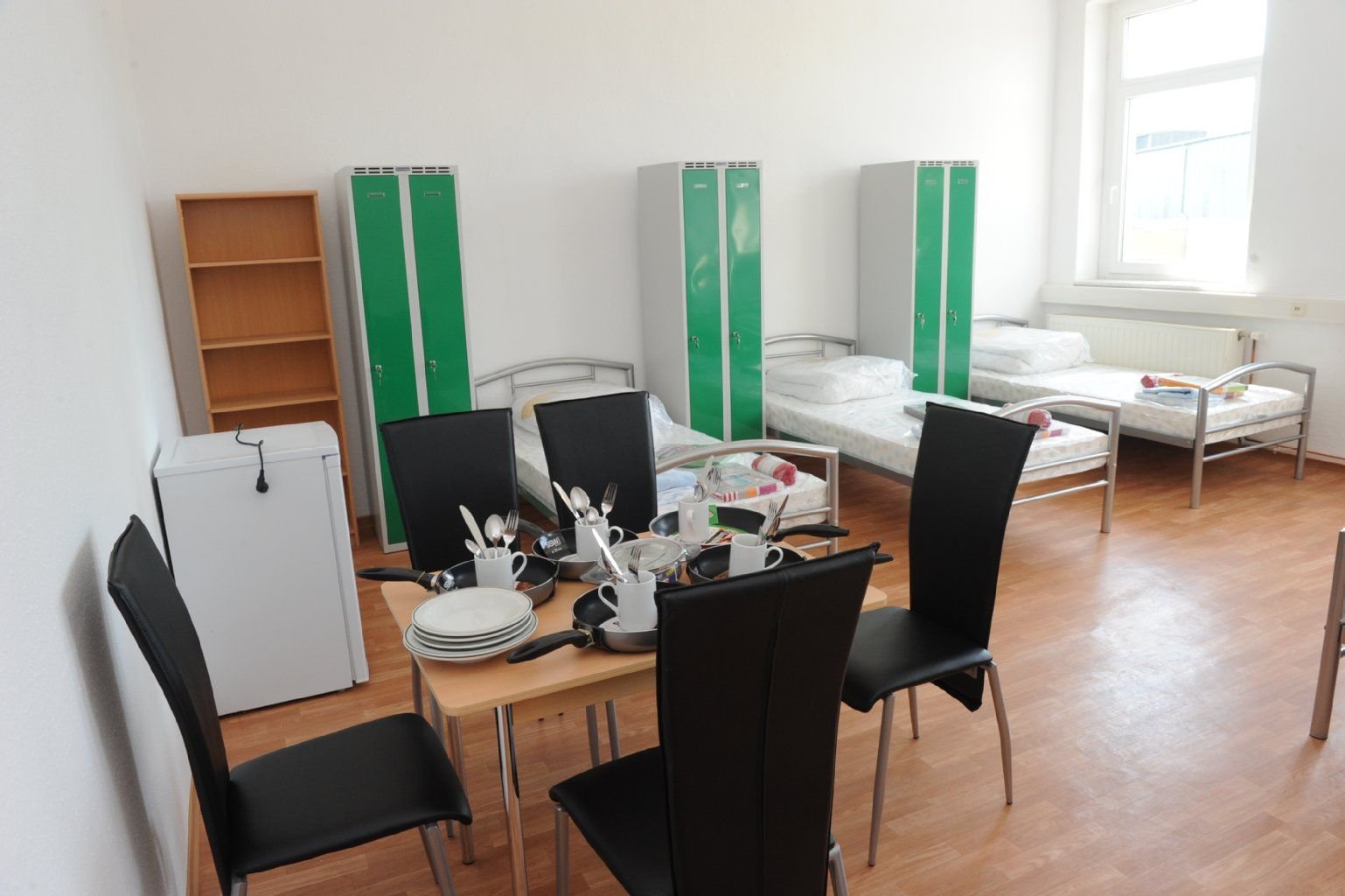 Blick in ein Zimmer der neuen Unterkunft für Flüchtlinge in Hettstedt