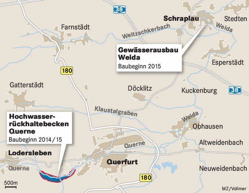 Für 1,6 Millionen Euro werden der Fluss ausgebaut und Brücken neu errichtet. Ein Rückhaltebecken soll für zusätzliche Sicherheit sorgen.