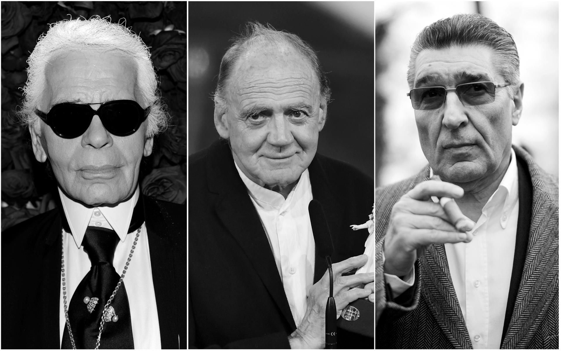 Karl Lagerfeld (v.l.), Bruno Ganz und Rudi Assauer