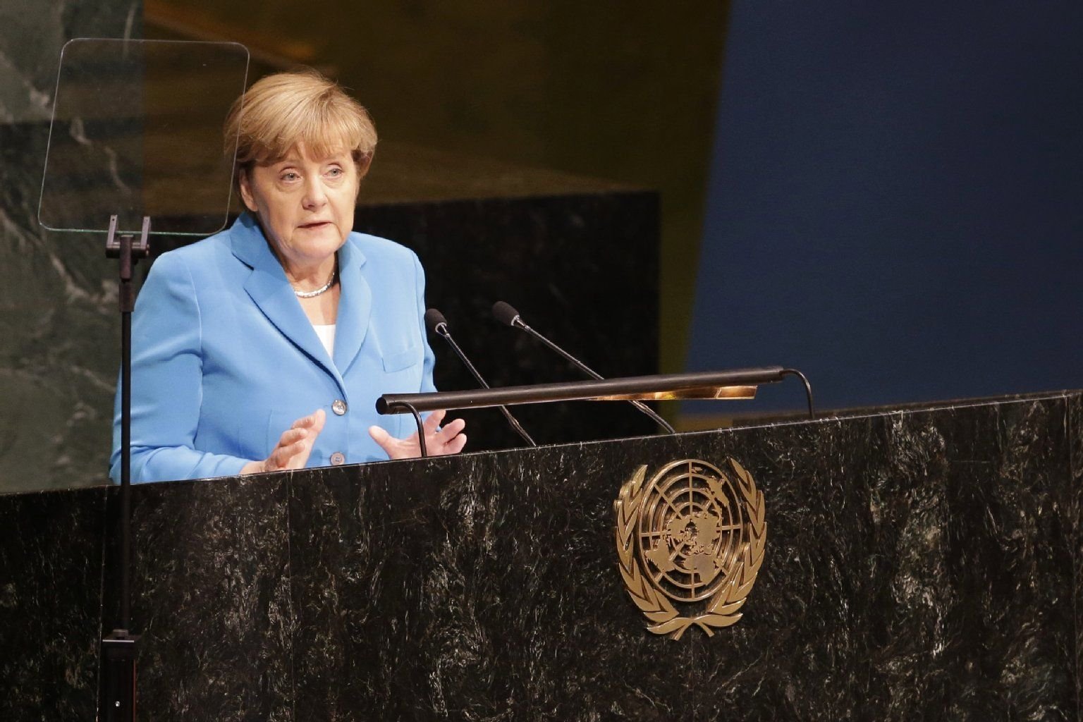 Angela Merkel am Freitagabend vor der beim UN-Nachhaltigkeitsgipfel.