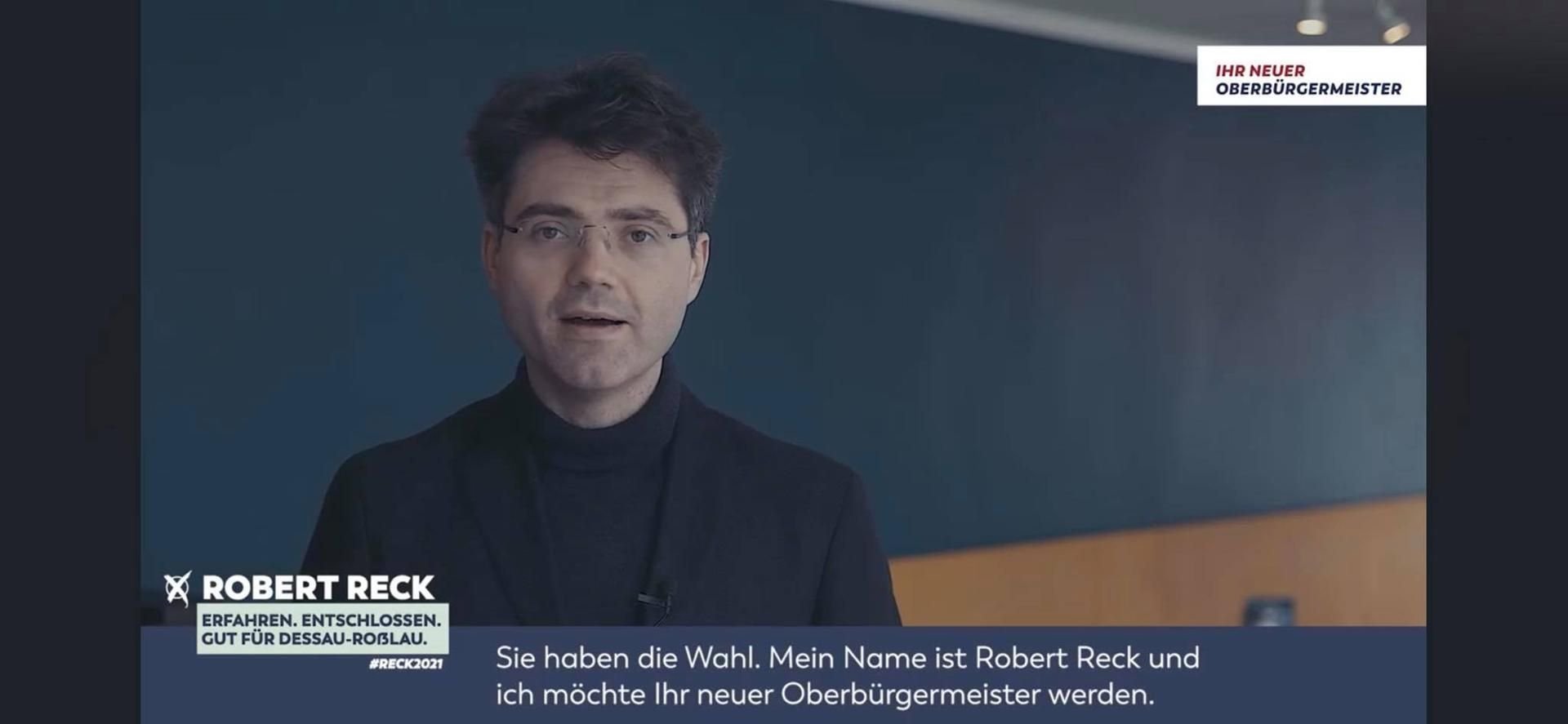 Robert Reck in seinem ersten Video zur Wahl.