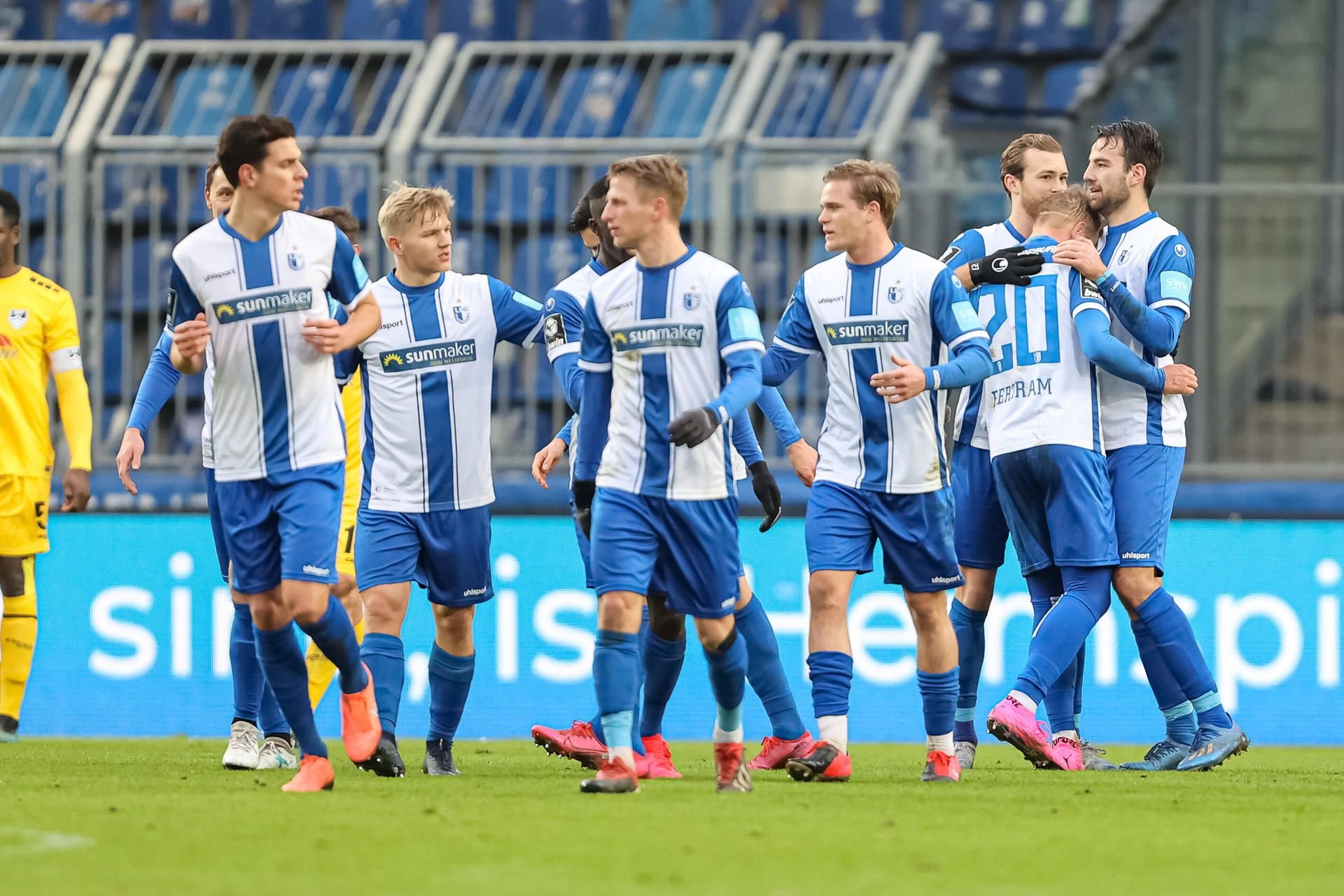 Die Spieler des FCM beim 1:1 gegen Uerdingen am Samstag.