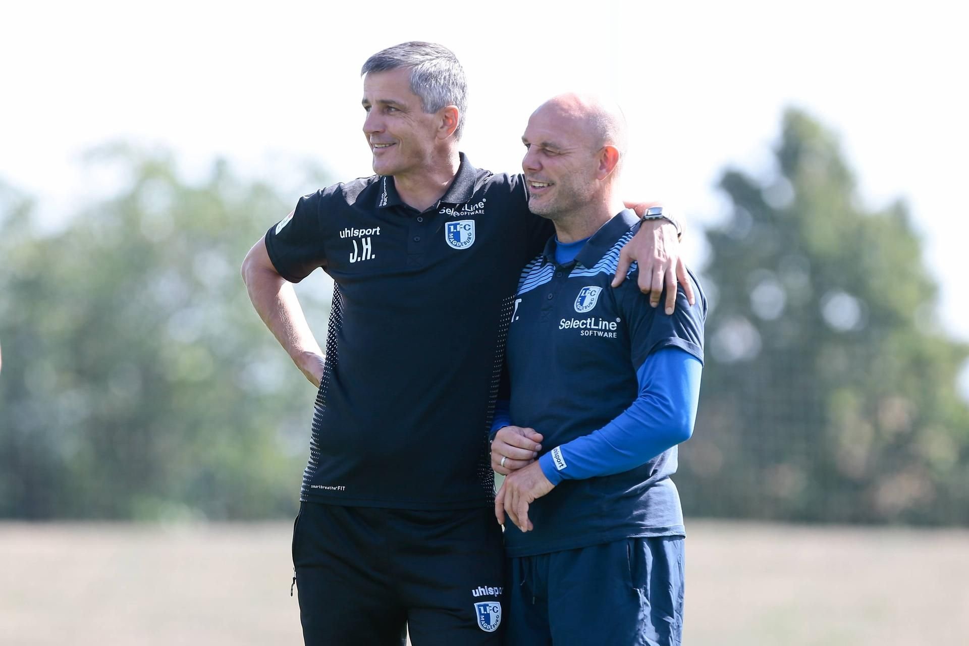 FCM-Trainer Jens Härtel (l.) mit seinem Co-Trainer Ronny Thielemann.