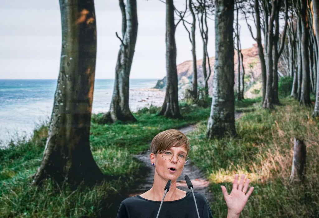 Anne Shepley (Bündnis 90/Die Grünen) spricht beim Bundesparteitag der Grünen zu den Parteimitgliedern.