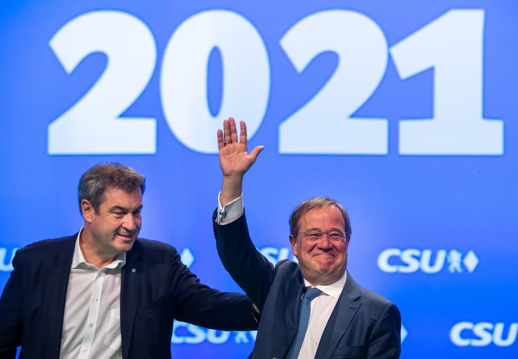 CSU-Parteivorsitzender Markus Söder und Unions-Kanzlerkandidat Armin Laschet demonstrieren Einigkeit.
