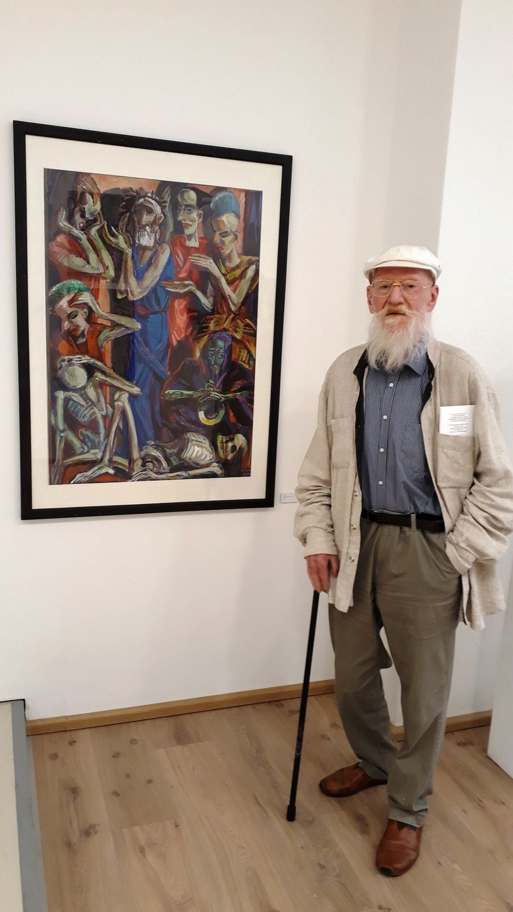 Der Brandenburger Maler Ronald Paris steht vor seinem Bild „Lear“ aus dem Jahre 1984.