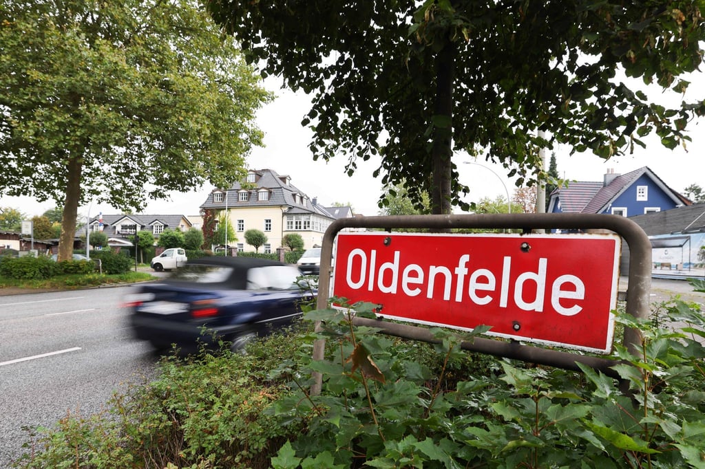 Das Ortsschild Oldenfelde im Hamburger Stadteil Rahlstedt.
