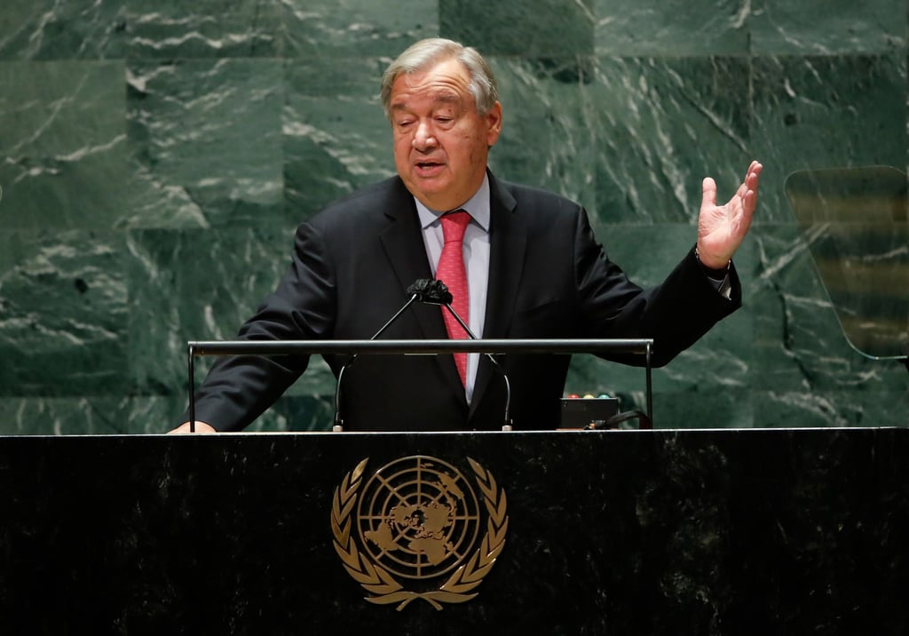 Der Generalsekretär der Vereinten Nationen, António Guterres, spricht während 76. Generaldebatte der UN-Vollversammlung.