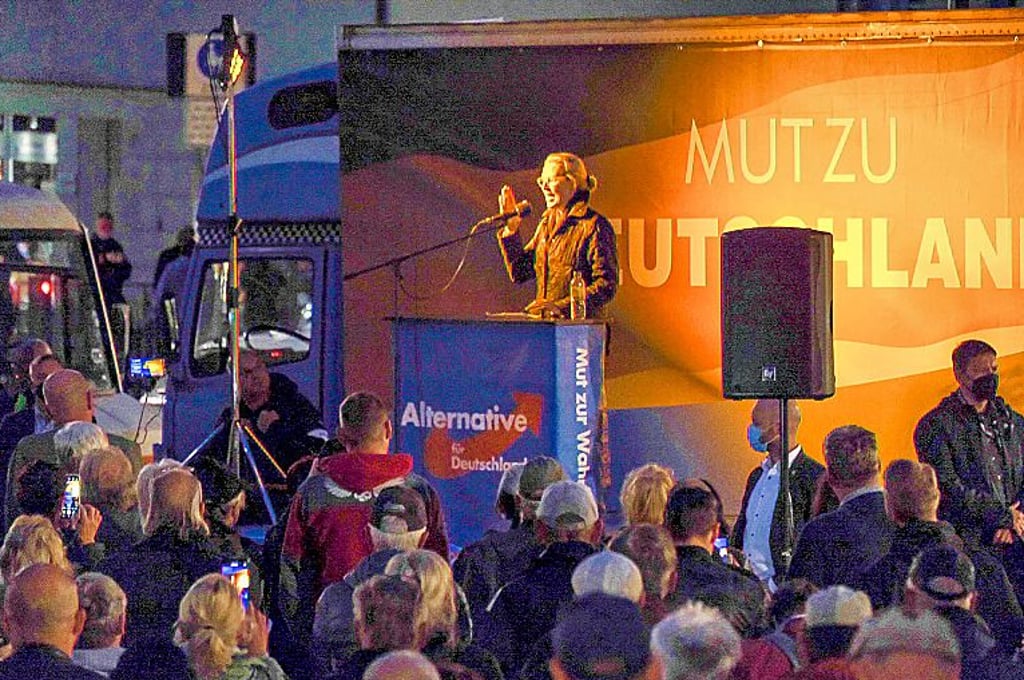 Alice Weidel Dienstagabend auf dem Altmarkt in Zeitz.