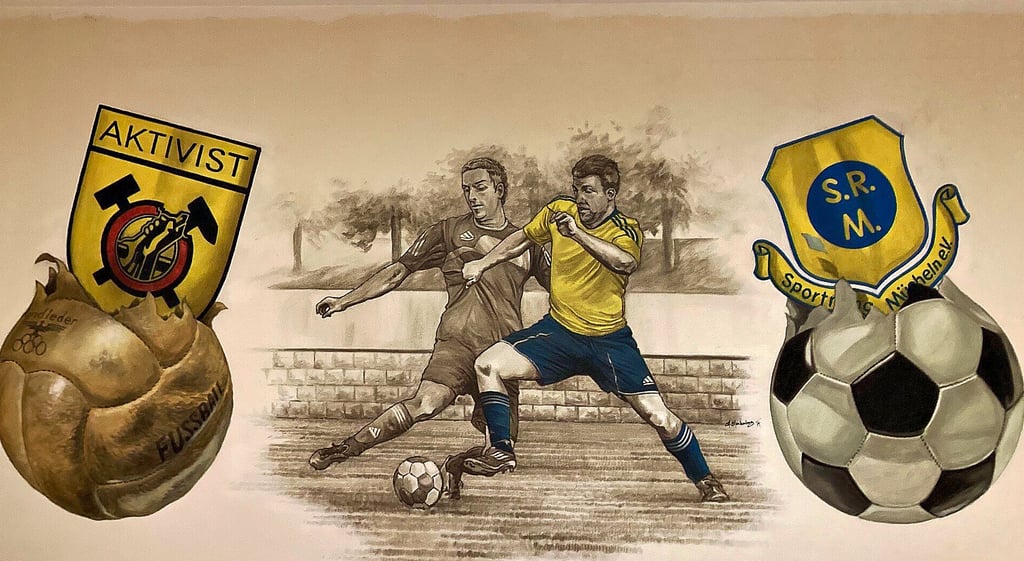 Dieses Wandbild von Steffen Blankenburg aus Gleina ziert eine Wand im Vereinsheim von Sportring Mücheln.