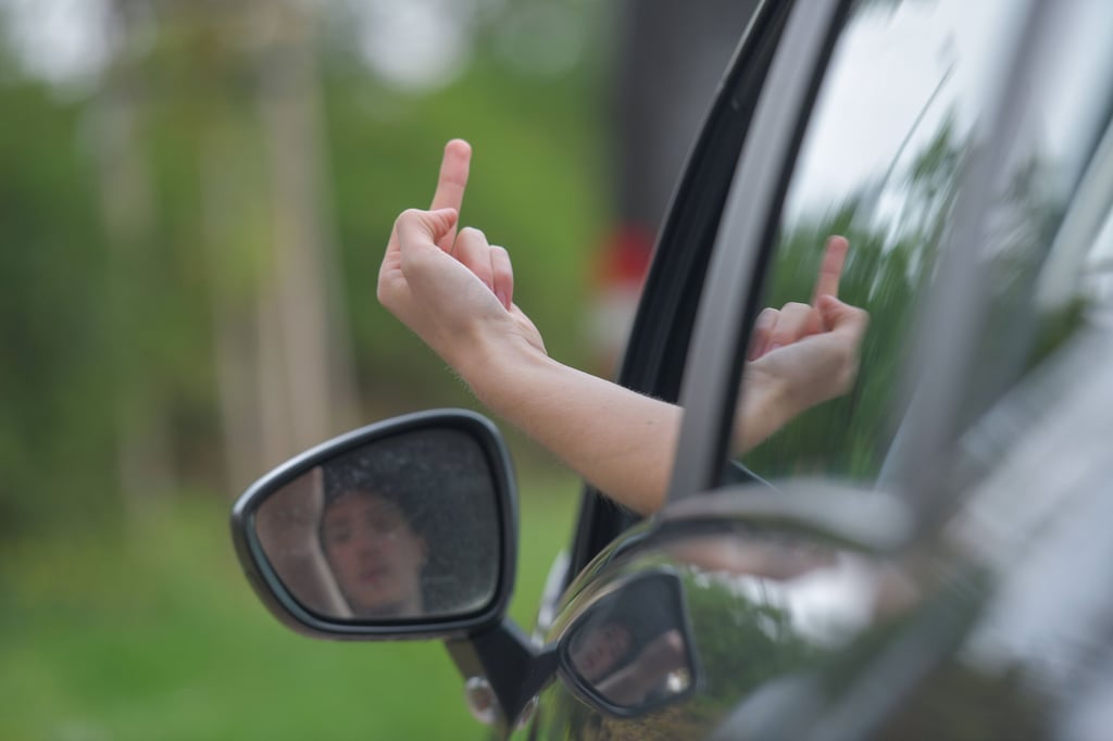 Ein Autofahrer zeigt den Mittelfinger (Symbolbild)