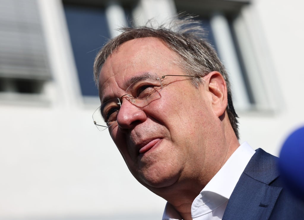 Armin Laschet (CDU) nach der Stimmabgabe zur Bundestagswahl.
