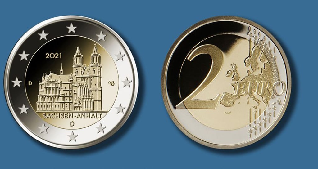 Die Zwei-Euro-Münze zeigt den Magdeburger Dom. Der Entwurf stammt von Michael Otto.