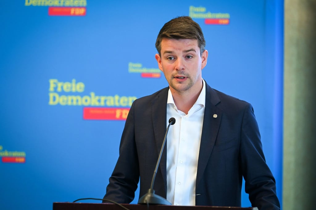 Marcus Faber (FDP), der Spitzenkandidat für die anstehende Bundestagswahl, spricht.