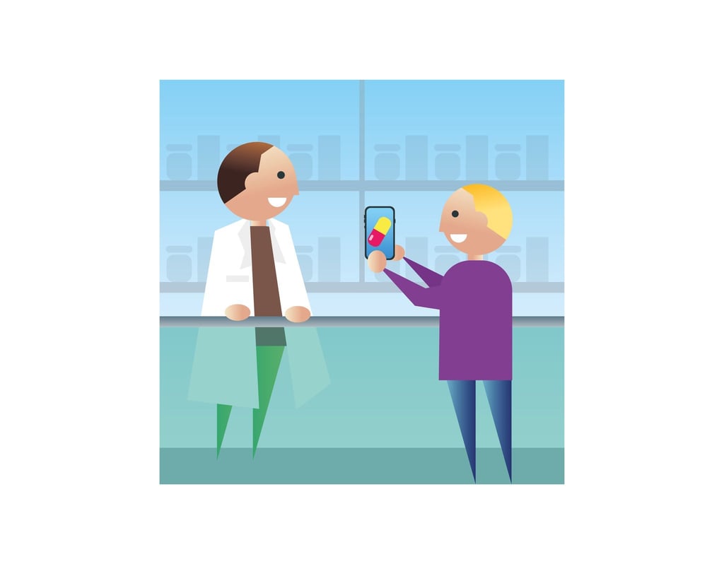 Statt eines rosa Zettels zeigen Nutzer des E-Rezepts in der Apotheke die Verordnung des Arztes auf ihrem Smartphone vor.