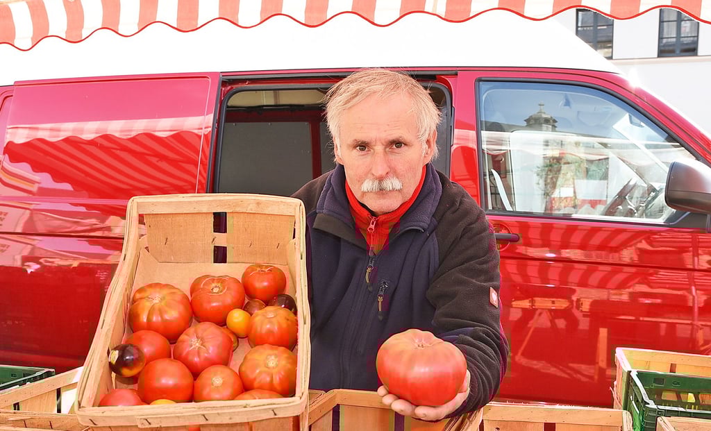 Gerd Schmidt hat zahlreiche Tomatensorten im Angebot.