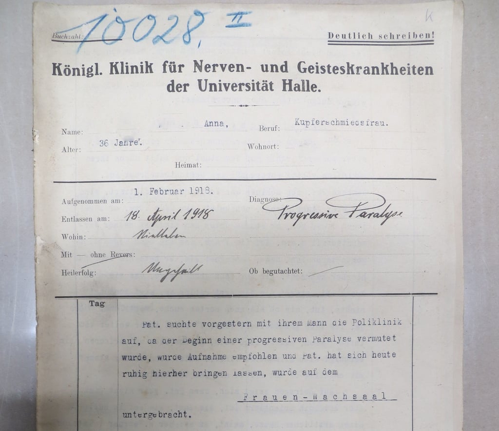 Psychiatrieakten der Hallenser Universität.