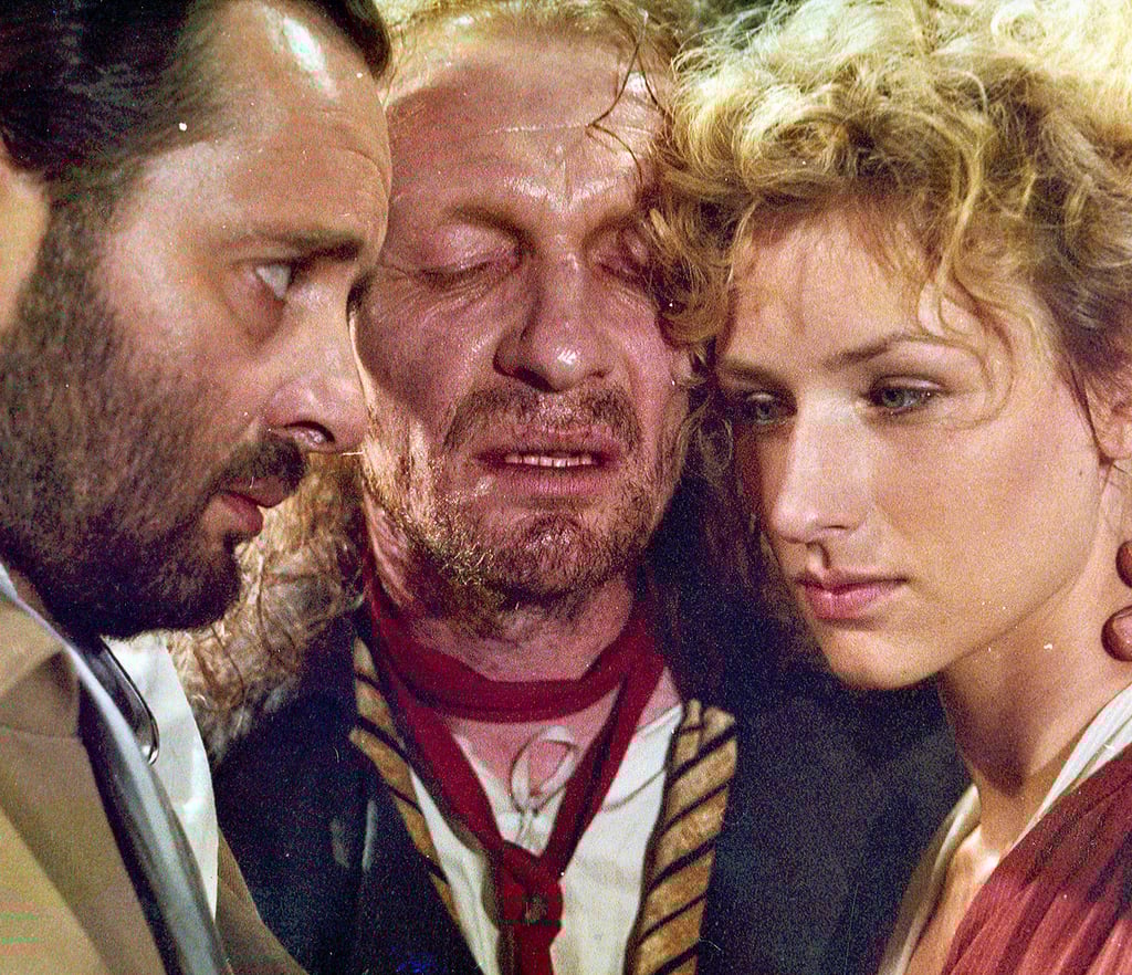 „Treffen in Travers“ mit Uwe Kockisch, Hermann Beyer und Corinna Harfouch (von links). Der Defa-Film wurde 1989 bei den Filmfestspielen in Cannes gezeigt. Eine Reisegenehmigung erhielten die Schauspieler nicht.