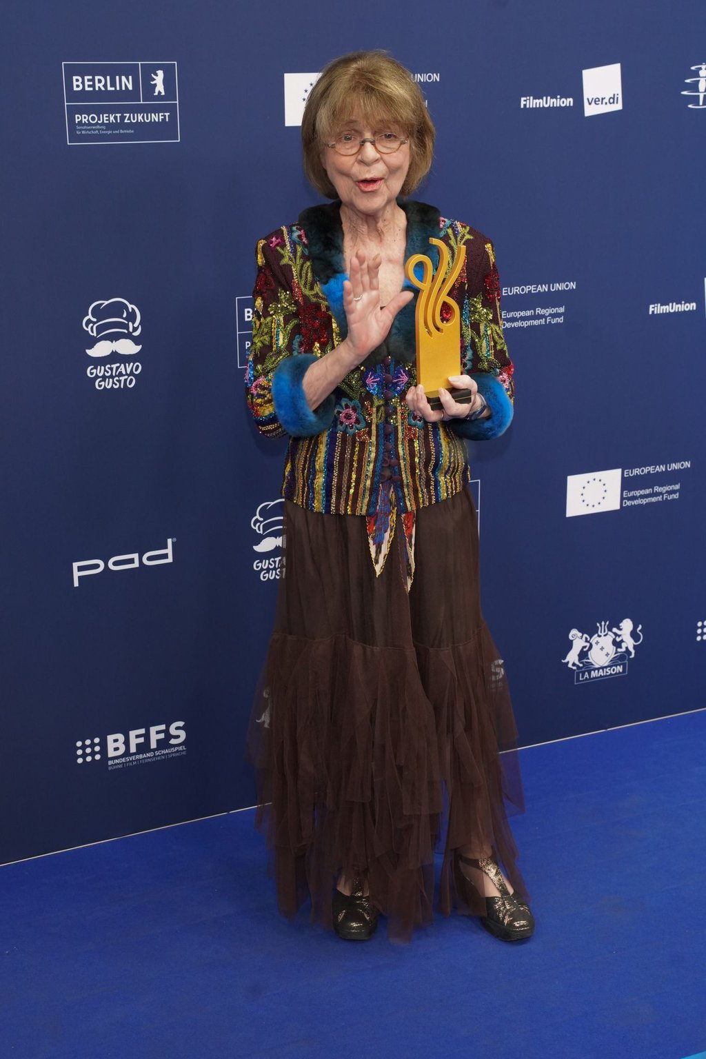 Cornelia Froboessbei der Verleihung des Deutschen Schauspielpreises 2021 in Berlin.