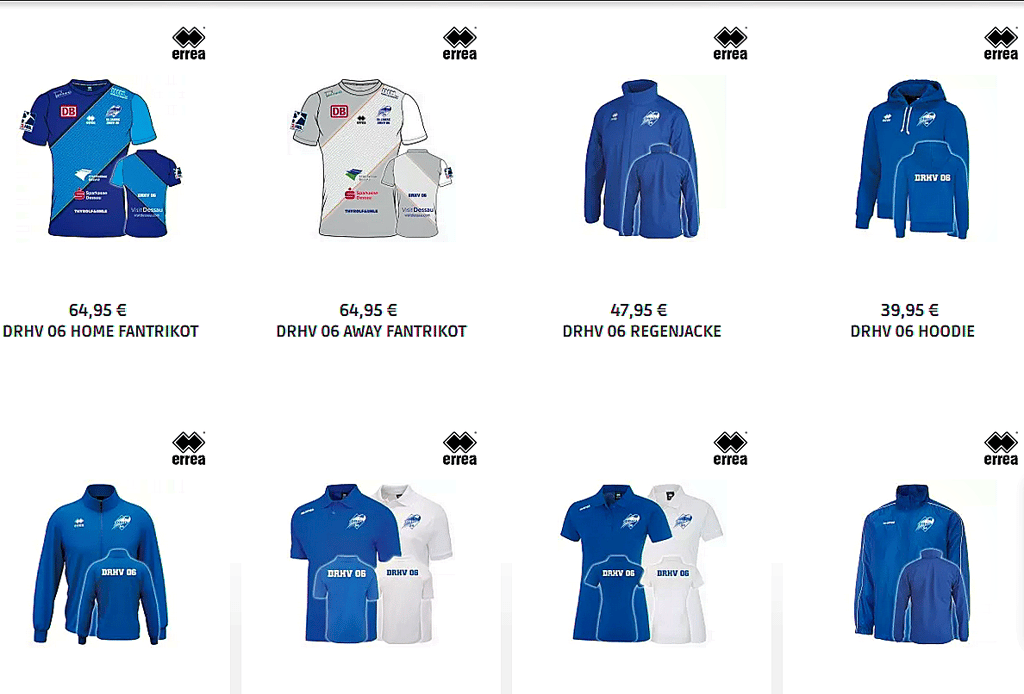 Eine Auswahl an Artikeln, die im neuen Online-Fanshop des DRHV erhältlich sind.