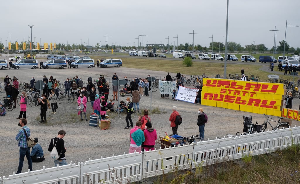 Proteste am Flughafen Leipzig/Halle