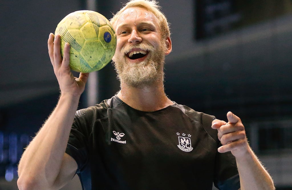 Matthias Musche hat im SCM-Training schon wieder richtig viel Spaß.