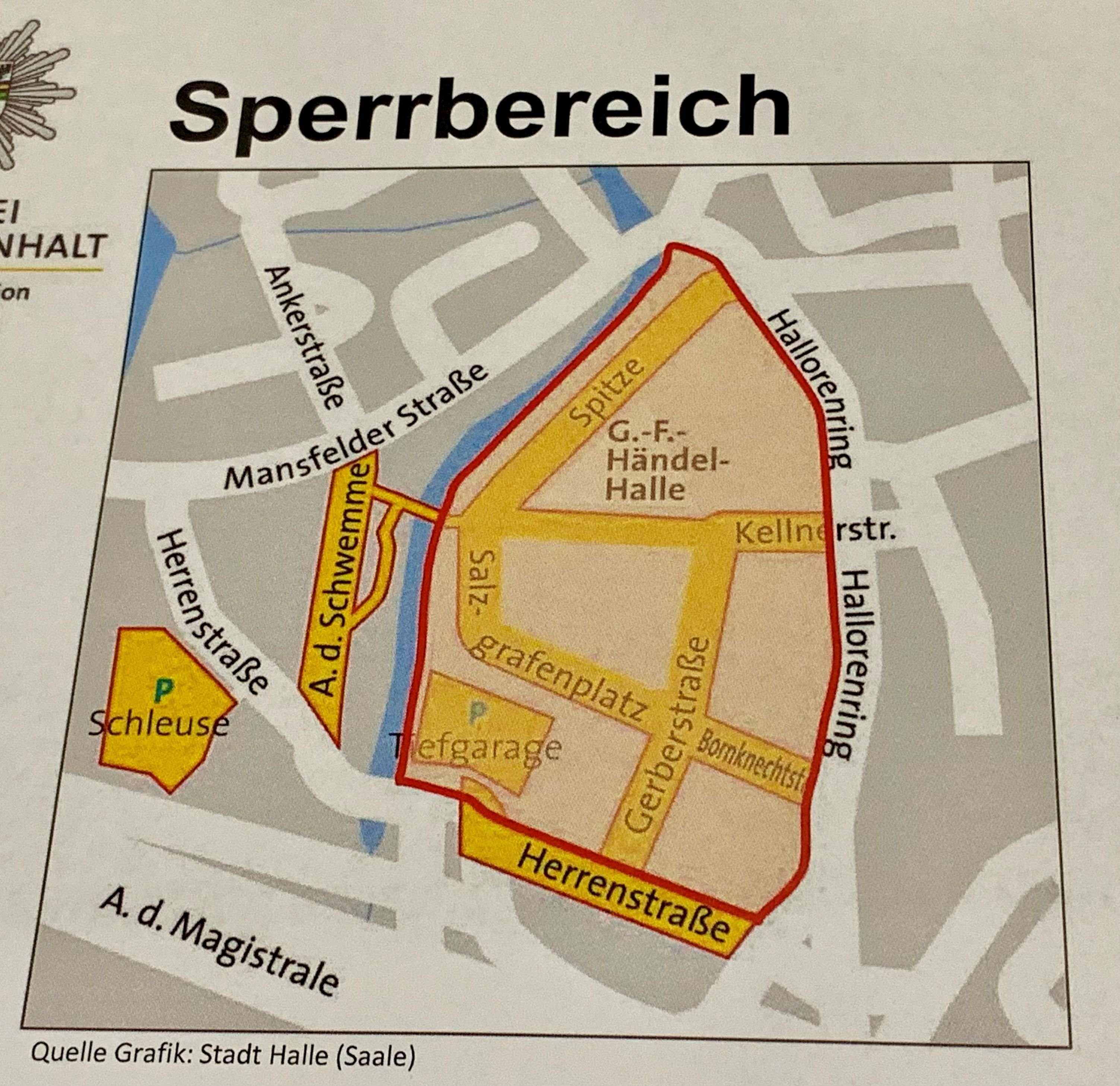 Die rote Linie markiert die Sperrzone, die schon am 2. Oktober eingerichtet wird.