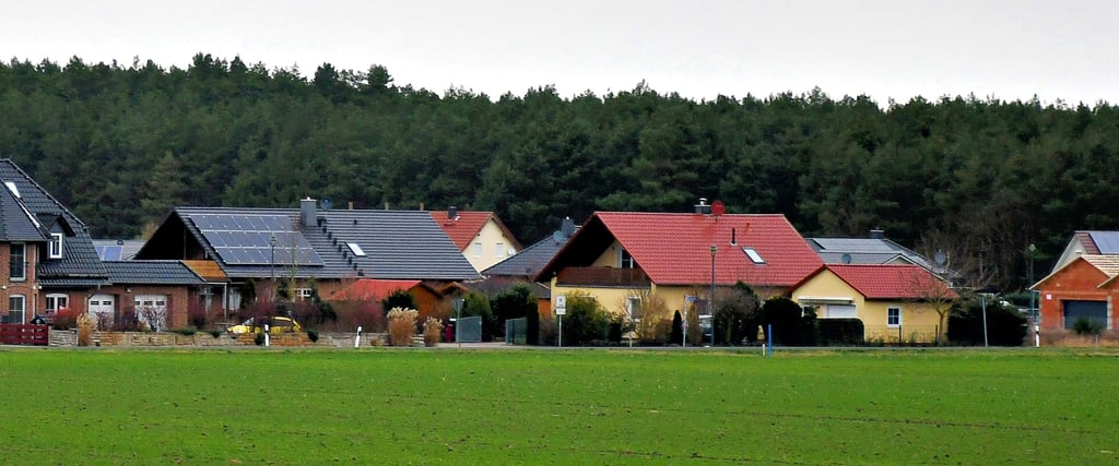 Blick vom Zießauer Aussichtsturm auf das neue Wohngebiet. Die Lage zwischen Wald und Feldern ist offenbar sehr beliebt.