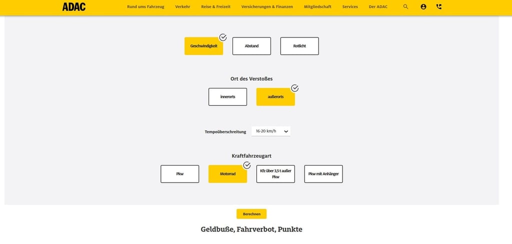 Was kostet mich mein Vergehen und lohnt der Einspruch: Der Bußgeld-Checker vom ADAC will helfen, solche Fragen zu beantworte.